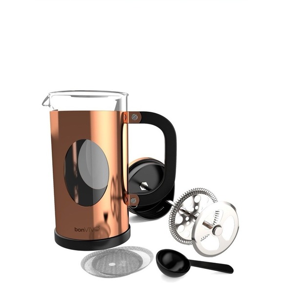 BonVivo Gazetrao I 34 oz (8 Cup) French Press Copper Finish NEW - Picture 10 of 11